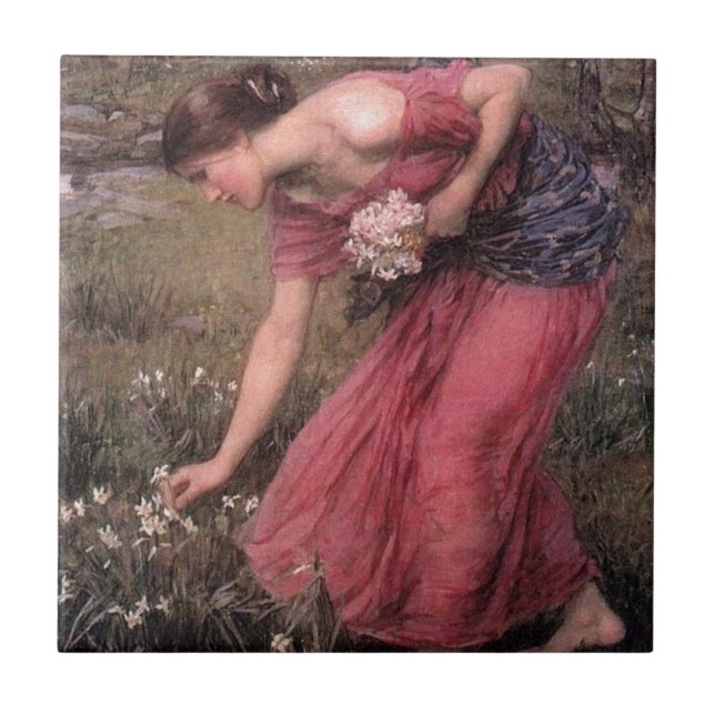Azulejo De Cerámica John William Waterhouse - Narcissus - Bella Artes (Frente)