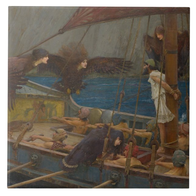 Azulejo De Cerámica John William Waterhouse - Ulysses y las sirenas (Frente)