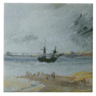 Azulejo De Cerámica Joseph Mallord William Turner Barco en tierra, Br