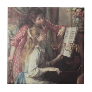 Azulejo De Cerámica Jóvenes muchachas en el piano de Pierre Renoir
