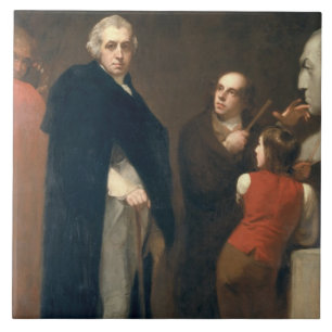 Azulejo De Cerámica Juan Flaxman (1755-1826) que modela su busto de la