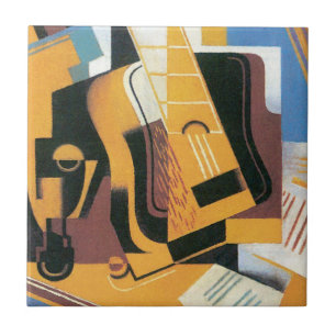 Azulejo De Cerámica Juan Gris - Fotografía de la guitarra Arte abstrac