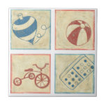 Azulejo De Cerámica Juguetes infantiles de Chariklia Zarris<br><div class="desc">Un dominó,  triciclo,  top y bola de playa son los protagonistas de estos cuatro dibujos de carpintería de Chariklia Zarris. Un grupo de objetos divertidos para ayudar a decorar la habitación de su hijo o animar su casa. ¡Pida su impresión hoy mismo!</div>