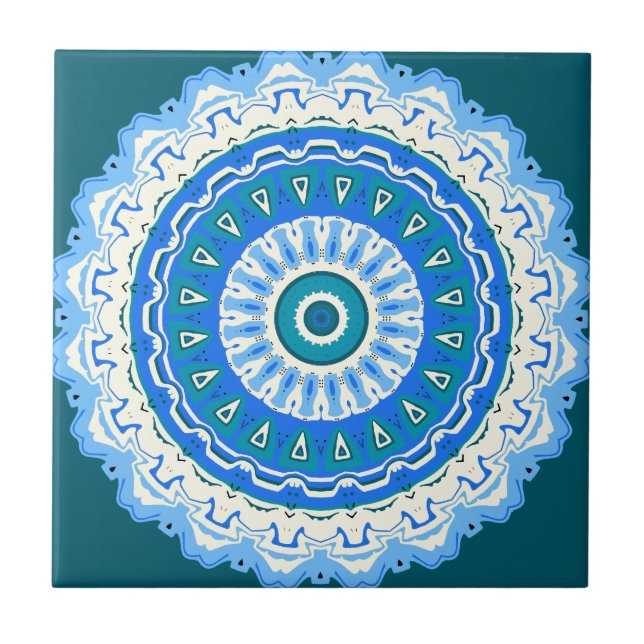 Azulejo De Cerámica Julia Mandala azul (Frente)