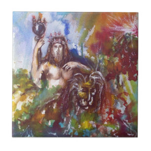 Azulejo De Cerámica JUPITER AND LION , azul rojo