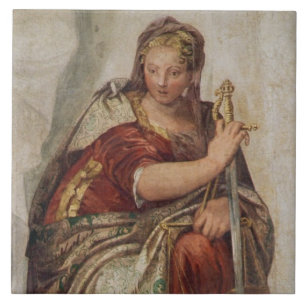 Azulejo De Cerámica Justicia, de las paredes de la sacristía (fresco)