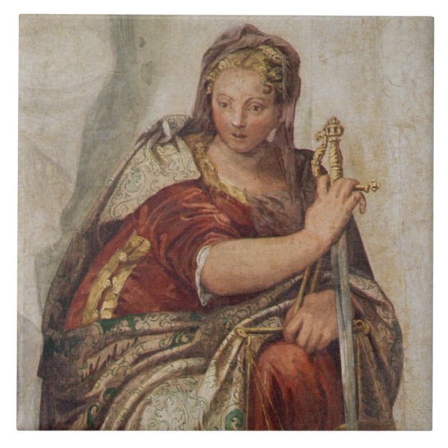 Azulejo De Cerámica Justicia, de las paredes de la sacristía (fresco) (Frente)