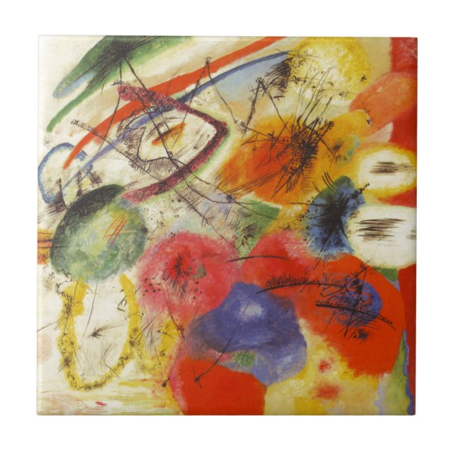Azulejo De Cerámica Kandinsky Black Strokes Resumen de pintura (Frente)