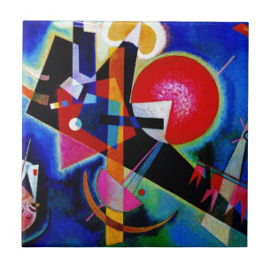 Azulejo De Cerámica Kandinsky con pintura abstracta azul