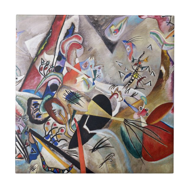 Azulejo De Cerámica Kandinsky En Tile Gris (Frente)