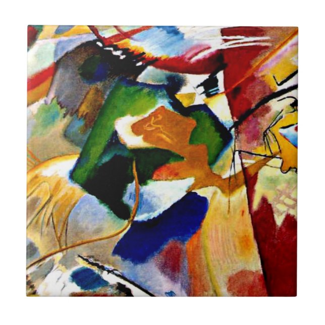 Azulejo De Cerámica Kandinsky - Pintura con Green Center (Frente)