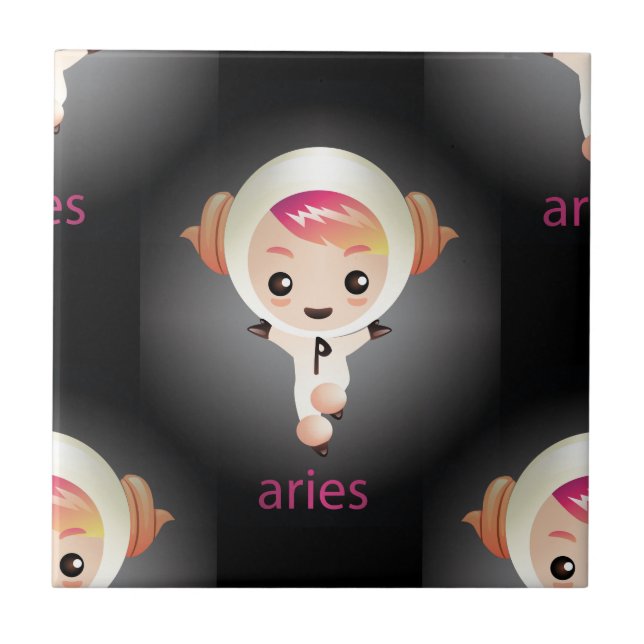 Azulejo De Cerámica kawaii aries (Frente)