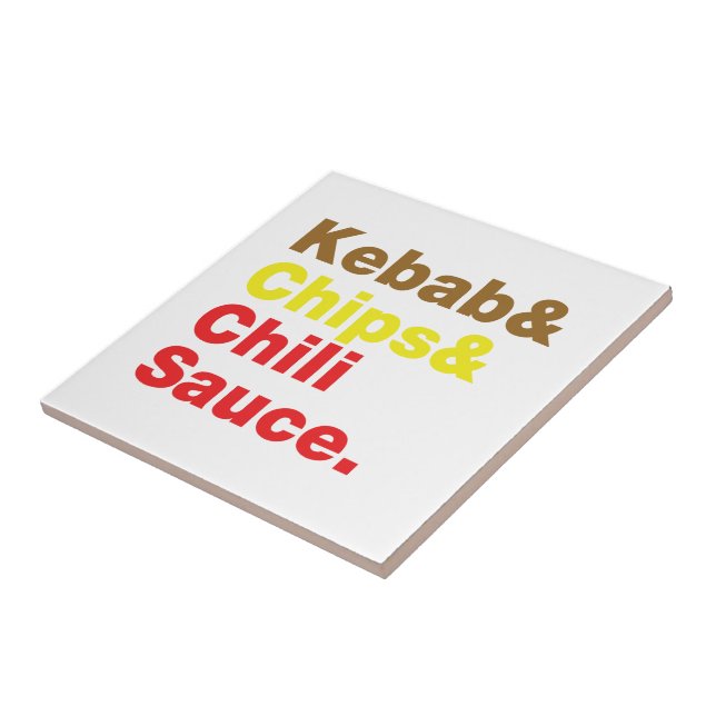Azulejo De Cerámica Kebab, Chips y Salsa de Chili. (Lado)