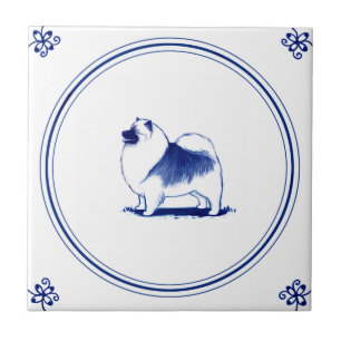 Azulejo De Cerámica Keeshond estilo holandés