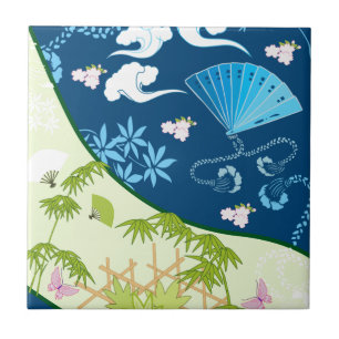 Azulejo De Cerámica Kimono azul