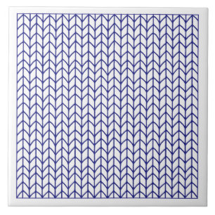 Azulejo de cerámica KNIT de línea azul
