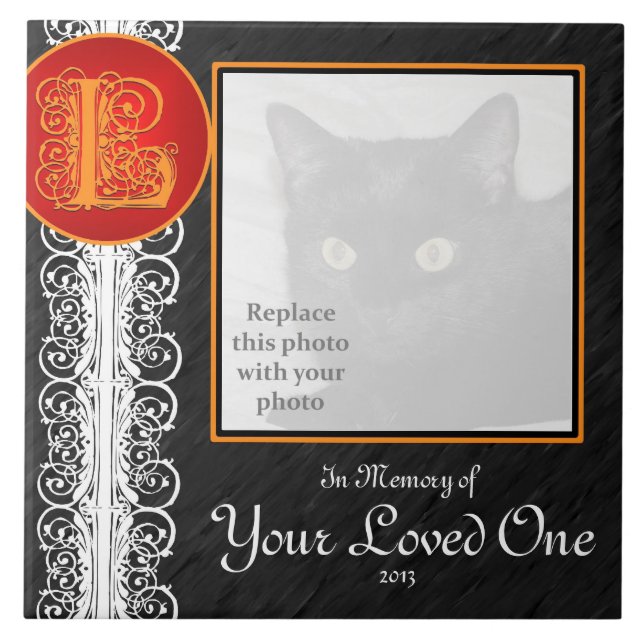 Azulejo De Cerámica L Monograma "En memoria de tu ser querido" (Frente)