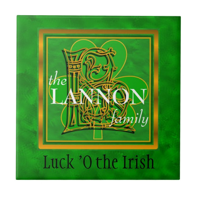 Azulejo De Cerámica L "Suerte de irlandés" Personalizado familiar Mono (Frente)