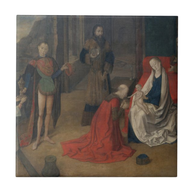 Azulejo De Cerámica La adoración de unos de los reyes magos (Frente)