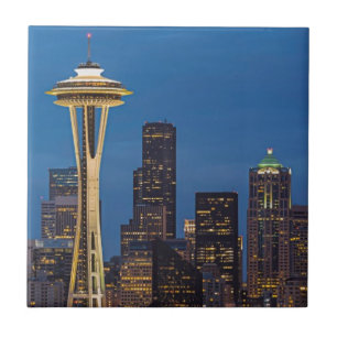 Azulejo De Cerámica La aguja del espacio y la Seattle céntrica