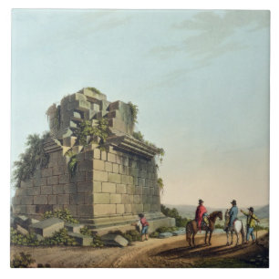 Azulejo De Cerámica La base de una columna colosal cerca de Syracuse,
