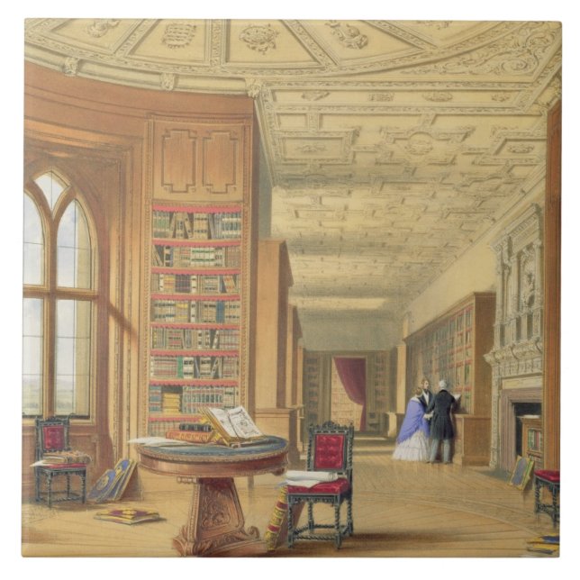 Azulejo De Cerámica La biblioteca, castillo de Windsor, 1838 (litho (Frente)
