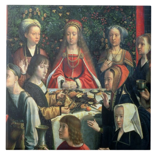 Azulejo De Cerámica La boda en Cana, detalle de la novia y del surr (Frente)