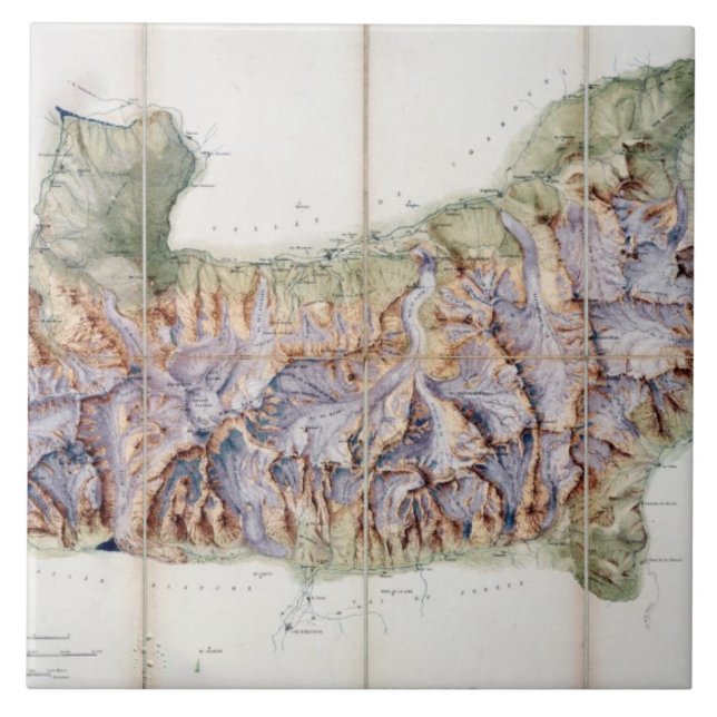 Azulejo De Cerámica La cadena de Mont Blanc, de una encuesta real (Frente)