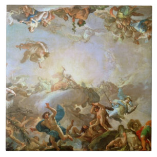 Azulejo De Cerámica La caída del Giants que sitia Olympus, 1764 (oi