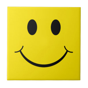 Azulejo De Cerámica La cara feliz amarilla del clásico 70
