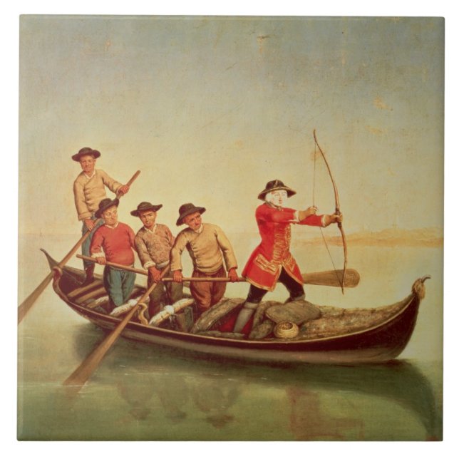 Azulejo De Cerámica La caza del pato (Frente)