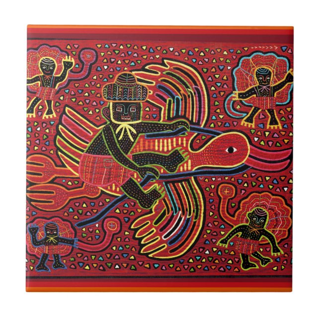 Azulejo De Cerámica La cigüeña india Kuna lleva el diseño del bebé (Frente)