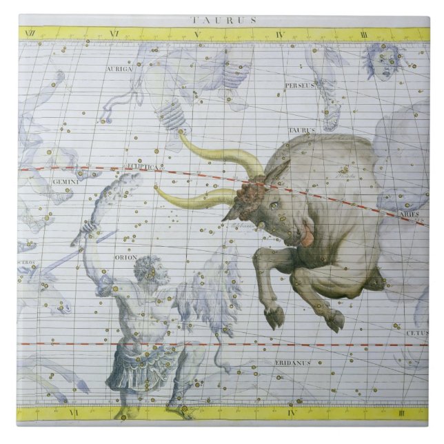 Azulejo De Cerámica La constelación de tauro, platea 2 del 'atlas (Frente)