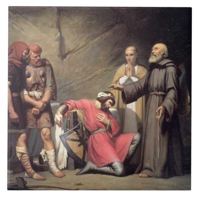 Azulejo De Cerámica La conversión de Roberto, duque de Normandía, (Frente)