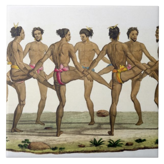 Azulejo De Cerámica La danza de los isleños de Caroline, platea 22 del (Frente)