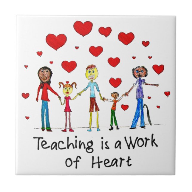 Azulejo De Cerámica La enseñanza es un trabajo de corazón (Frente)