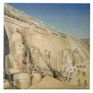 Azulejo De Cerámica La excavación del gran templo de Ramesses II,