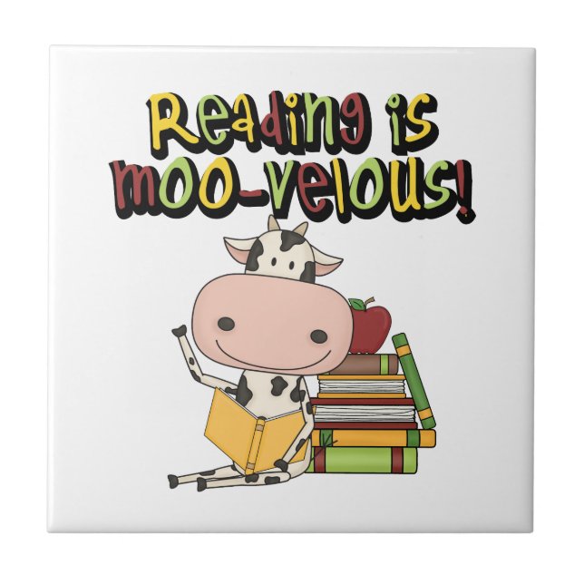 Azulejo De Cerámica La lectura es MOO-velous (Frente)