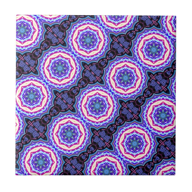 Azulejo De Cerámica la mandala circunda el modelo (Frente)