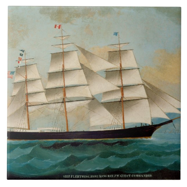 Azulejo De Cerámica La nave Fleetwing, bahía de Hong Kong (Frente)