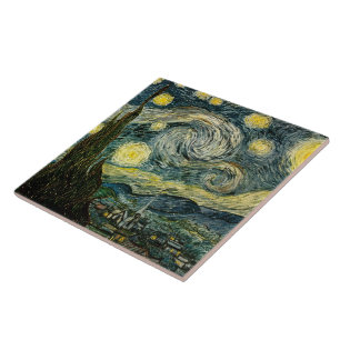 Azulejo De Cerámica La noche estrellada de Vincent van Gogh (1889)