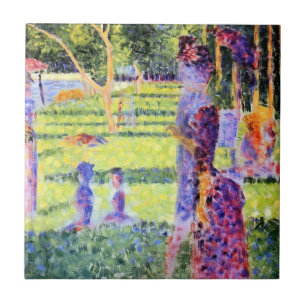 Azulejo De Cerámica La Pareja de Georges Seurat, Pointillismo Vintage