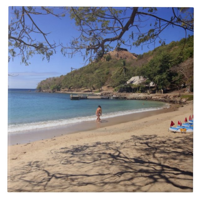 Azulejo De Cerámica La playa en el Parque Nacional de la Isla Pigeon (Frente)