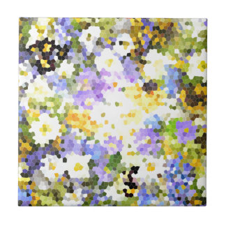 Azulejo De Cerámica La primavera del vitral florece verde violeta