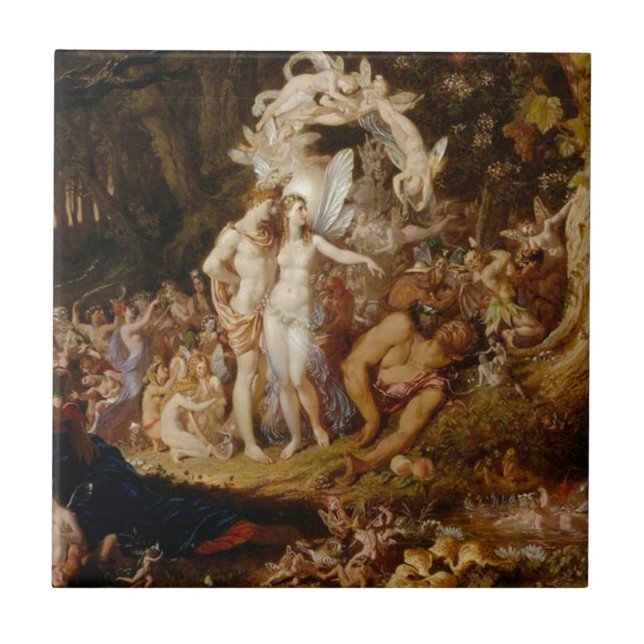 Azulejo De Cerámica La reconciliación de Oberon y del Titania (Frente)