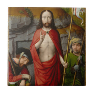 Azulejo De Cerámica La resurrección, con los peregrinos de Emmaus