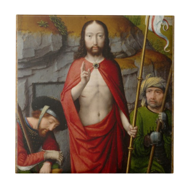 Azulejo De Cerámica La resurrección, con los peregrinos de Emmaus (Frente)