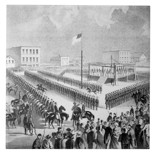 Azulejo De Cerámica La sublevación de Santee Siux, Mankato, Minnesota, (Frente)