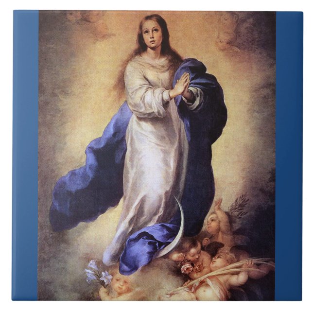 AZULEJO DE CERÁMICA LA SUPOSICIÓN DEL VIRGEN MARÍA BENDECIDO (Frente)