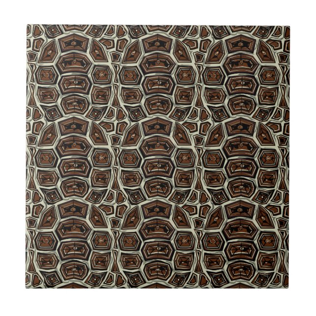 Azulejo De Cerámica La tortuga Shell de Brown modela (Frente)
